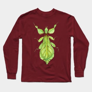Leaf Bug Watercolor Illustration Long Sleeve T-Shirt